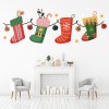 Red & Green Christmas Stockings Festive Wall Sticker