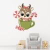 Candy Cane Reindeer Festive Christmas Wall Sticker