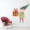 Santas Elf & Christmas Present Wall Sticker