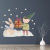Christmas Elf & Bunny Festive Wall Sticker