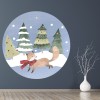 Festive Fox & Christmas Tree Scene Wall Sticker