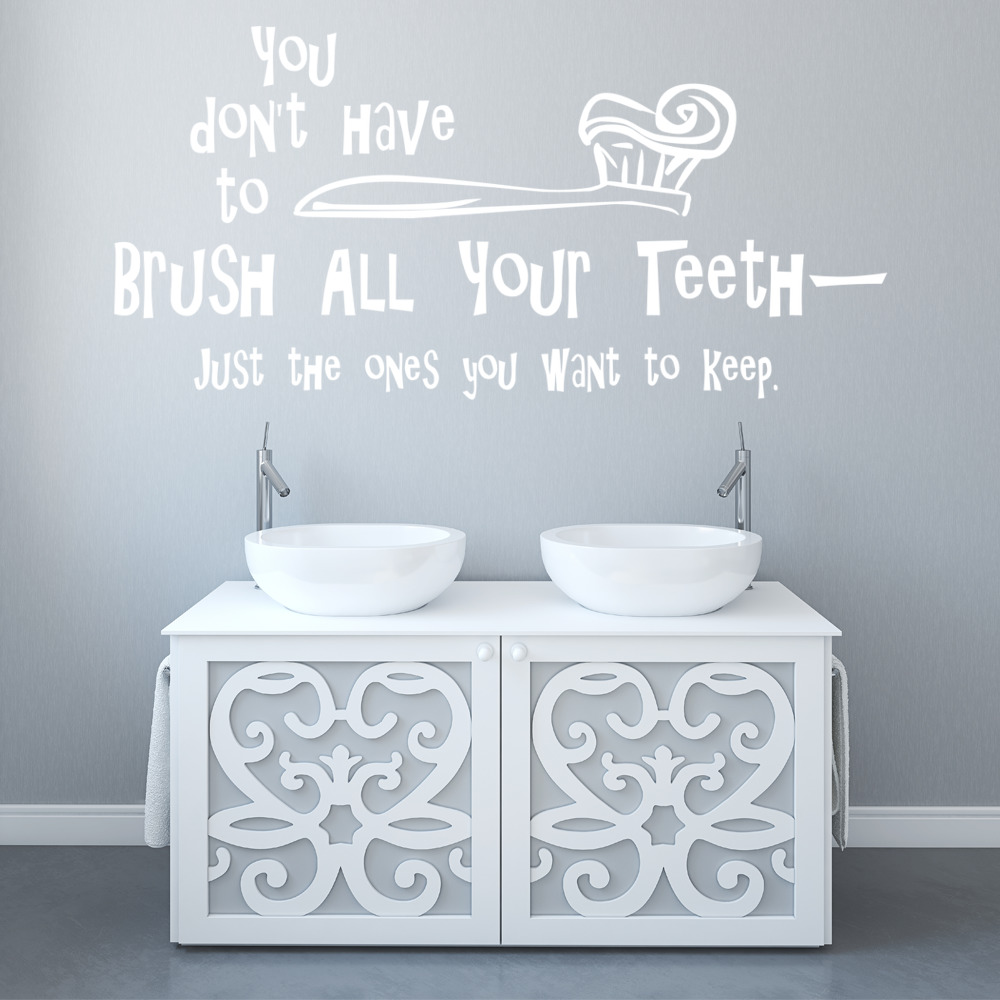 Brush Your Teeth Wall  Sticker Funny Kids Quote  Wall  Decal 
