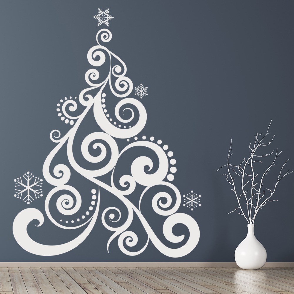 Swirl Christmas Tree Wall Sticker Christmas Wall Art