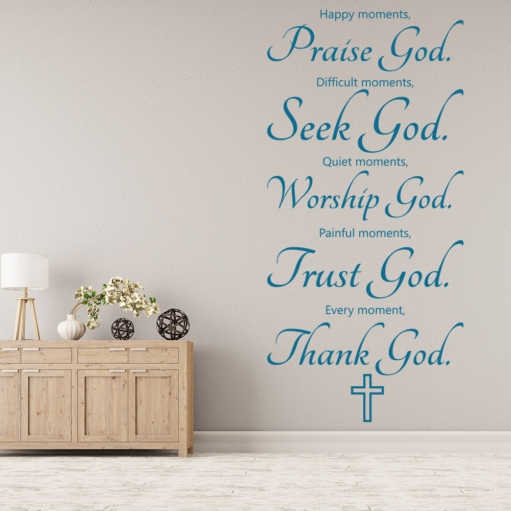 Happy Moments Praise God Wall  Sticker Religious  Wall  Decal 