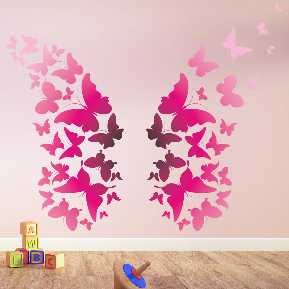 Pink Purple Butterfly Wall  Sticker  Nursery Wall  Decal  