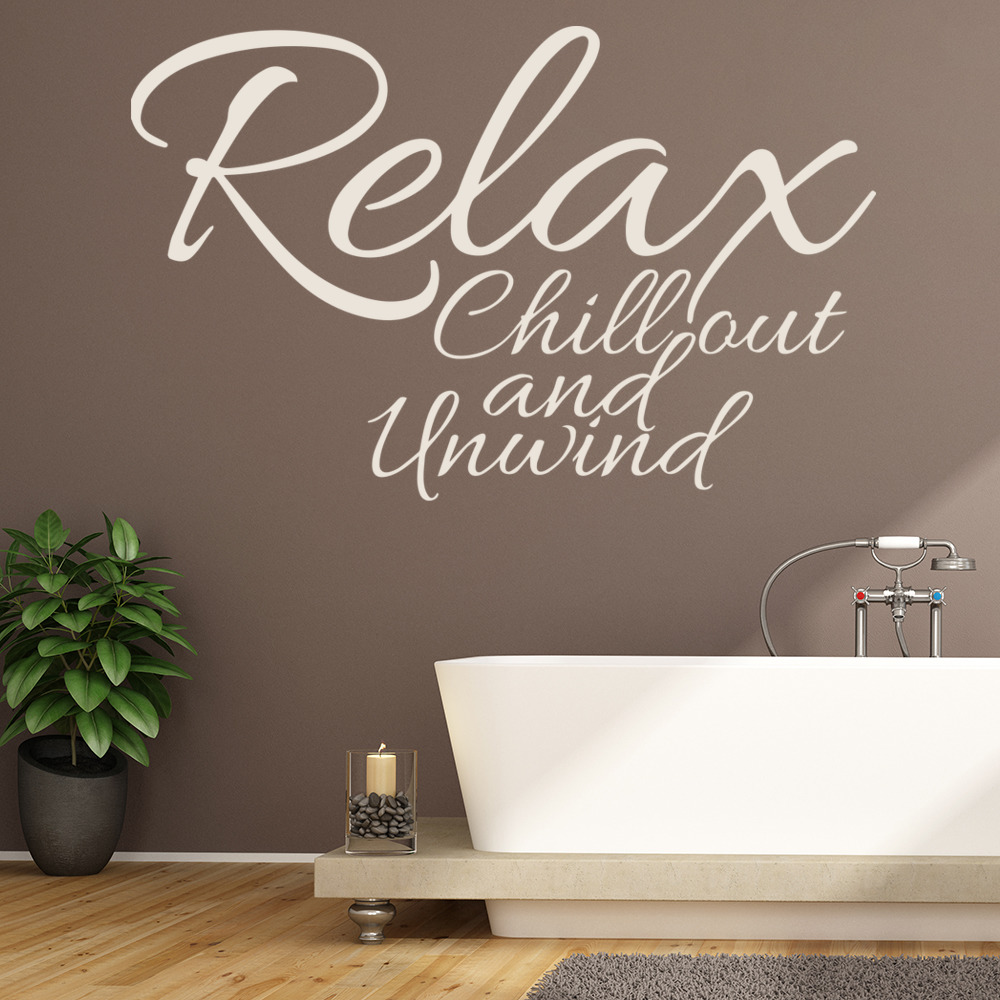 Relax Chill Out Wall Sticker Bathroom Quote Wall Decal Shower Home Decor 