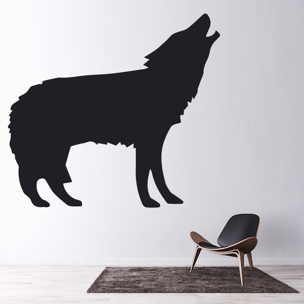 Howling Wolf Silhouette Wall Sticker Animal Wall Art