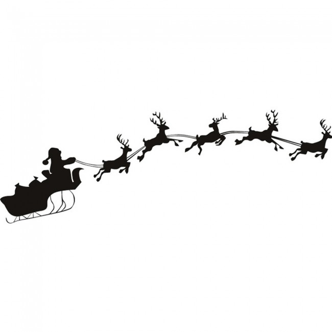 Reindeer Santa Sleigh Wall Sticker Festive Christmas Wall Decal Kids ...