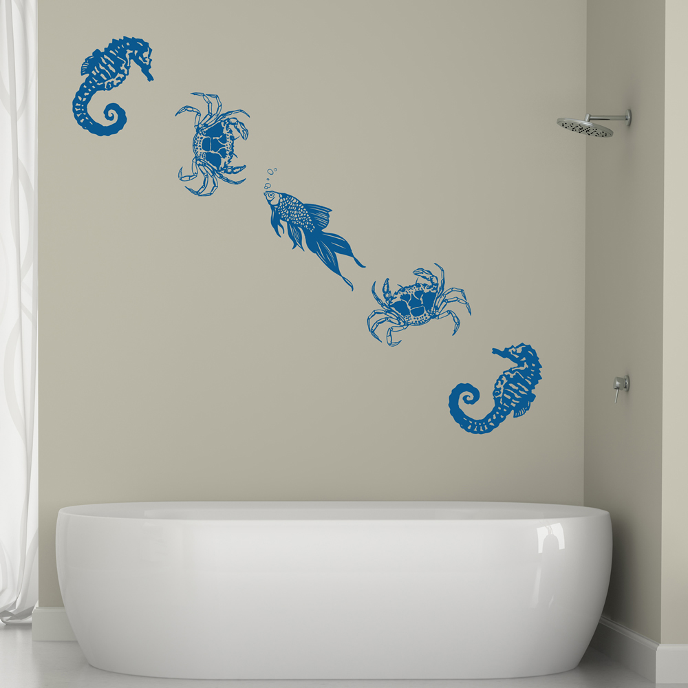 Under The Sea Wall  Sticker Set Seahorse Fish  Wall  Decal 