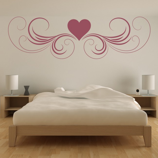 Love Heart Wall Sticker Headboard Design Wall Decal Girls Bedroom Home ...