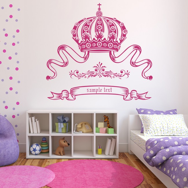 Personalised Name Princess Crown Wall Sticker - Crown Wall Decal With Name