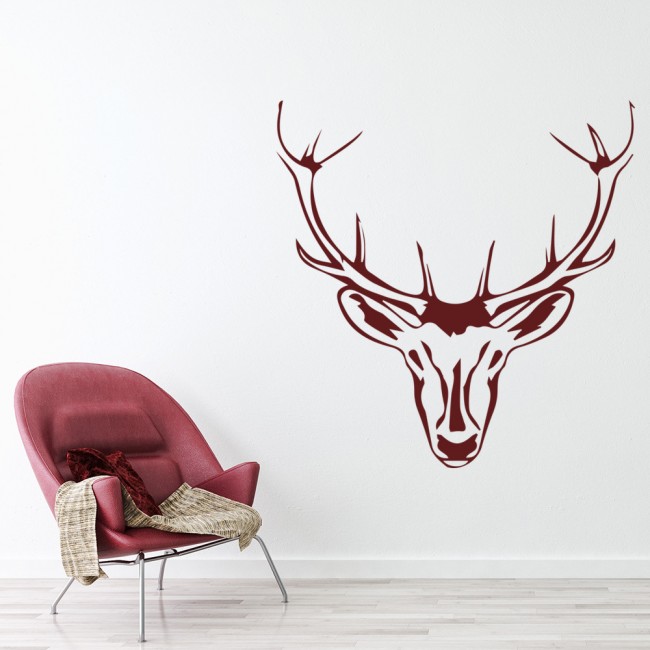 Stag Head Antlers Woodland Animals Wall Decal Sticker WS-32537 