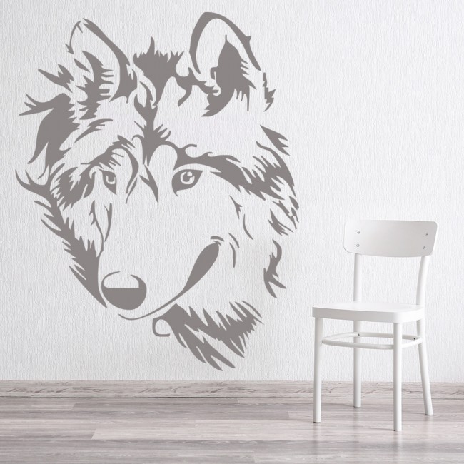Growling Wolf Profile Wall Sticker Animal Wall Art