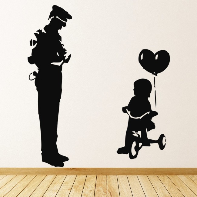 Policeman Child Banksy Wall Sticker - Banksy Wall Art Stickers Uk