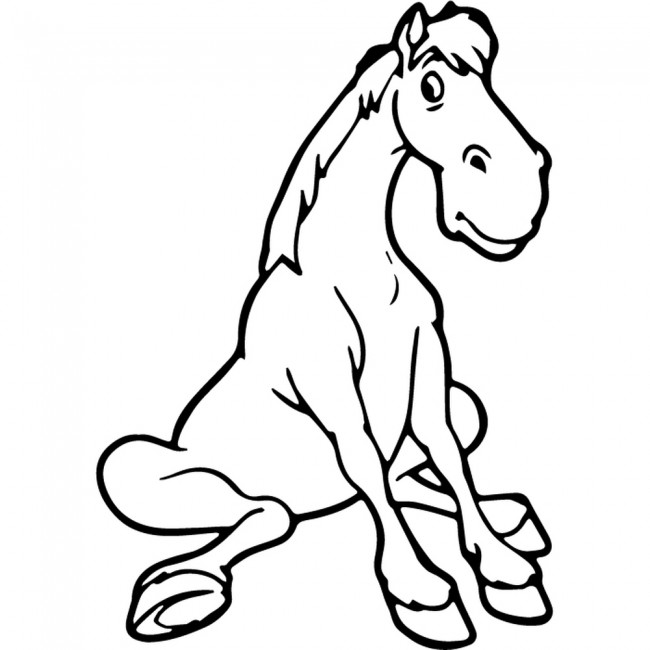Лошадка сидит. Мультяшные лошади. Лошадь раскраска для малышей. Лошадь рисунок. Конь раскраска для детей.