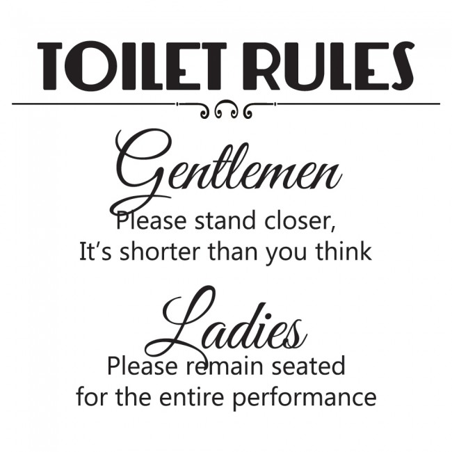 Toilet Rules Wall Sticker Ladies And Gents Wall Decal Funny Home Decor