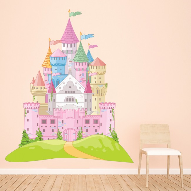 Pink Fairytale Castle Wall  Sticker  Princess  Wall  Decal  