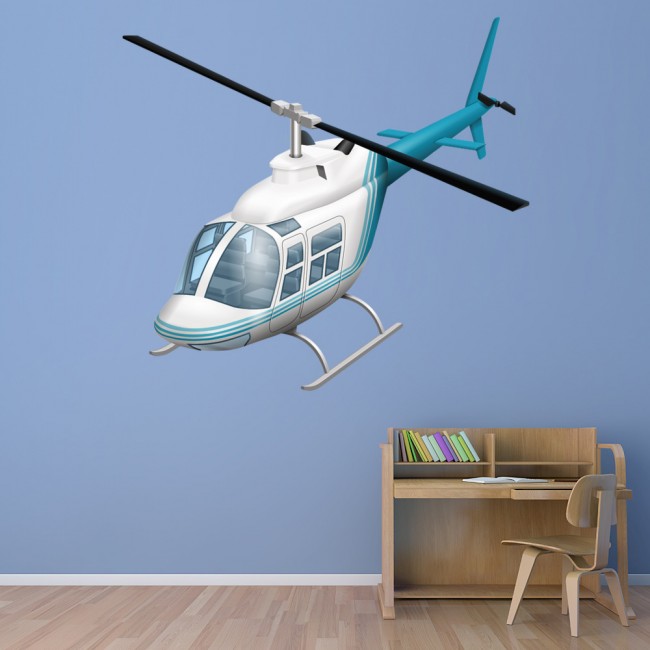 White Helicopter Wall Sticker WS-41176 