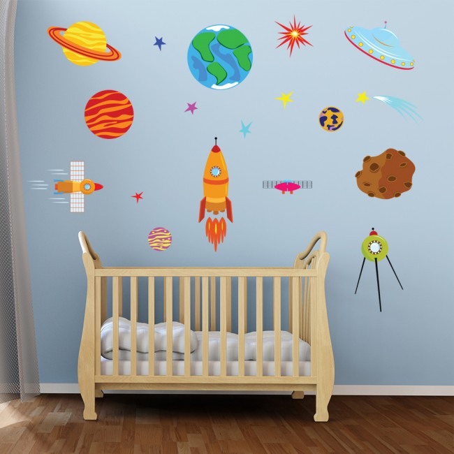 Planets & Rocket Wall Sticker Set WS-41297 Space 
