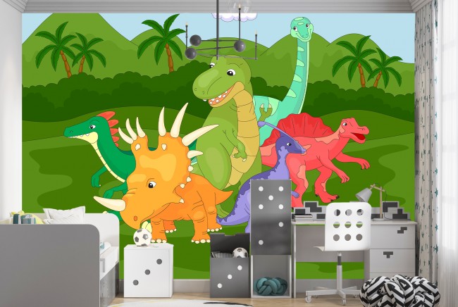 Dinosaur Friends - Jolie affiche d'art mural - Photowall