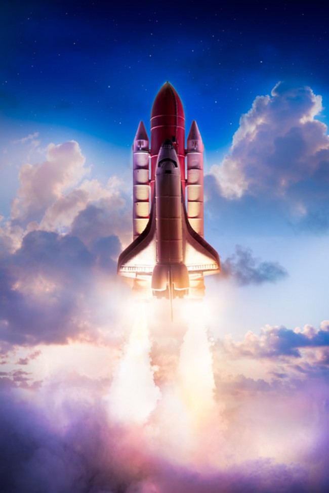 Premium Photo  A space rocket ship in space with a purple background  generative ai