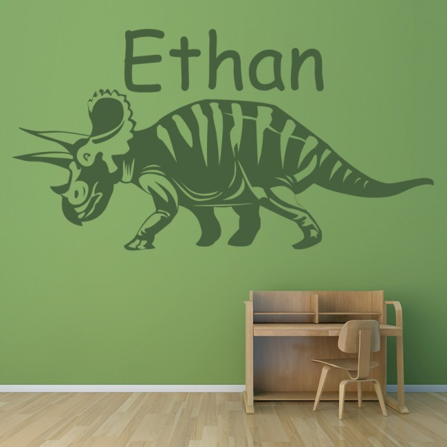 Personalised Name Triceratops Dinosaur Wall Sticker WS-43137 