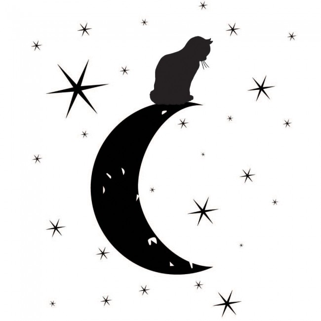 Cat Moon & Stars Wall Sticker