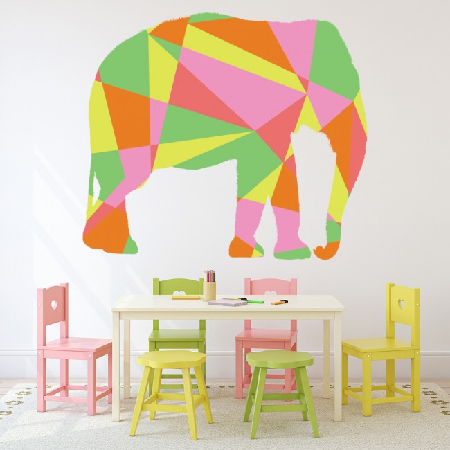 Geometric Elephant Safari Animals Wall Sticker