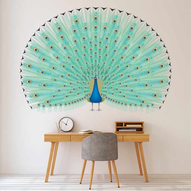 Peacock & Feathers Wall Sticker Colourful Animals Wall ...