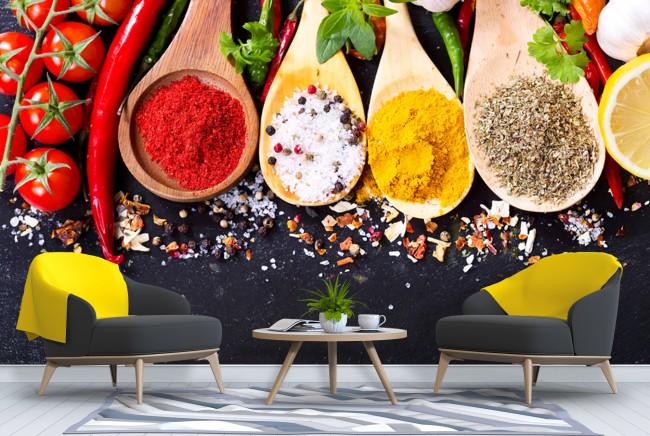 Colourful Spices Kitchen Wall Mural Wallpaper