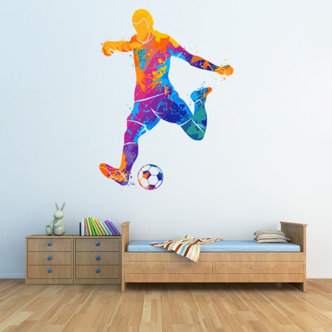 50cm x 30cm MEDIUM Lving Room Kitchen Decal Transfer SELECT SIZE BELOW Football Player Overhead Kick Design Art Vinyl Full Colour Wall Sticker