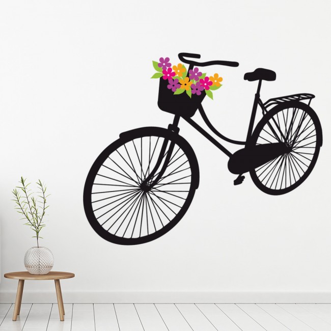 Bicycle Pretty Flowers Wall Sticker