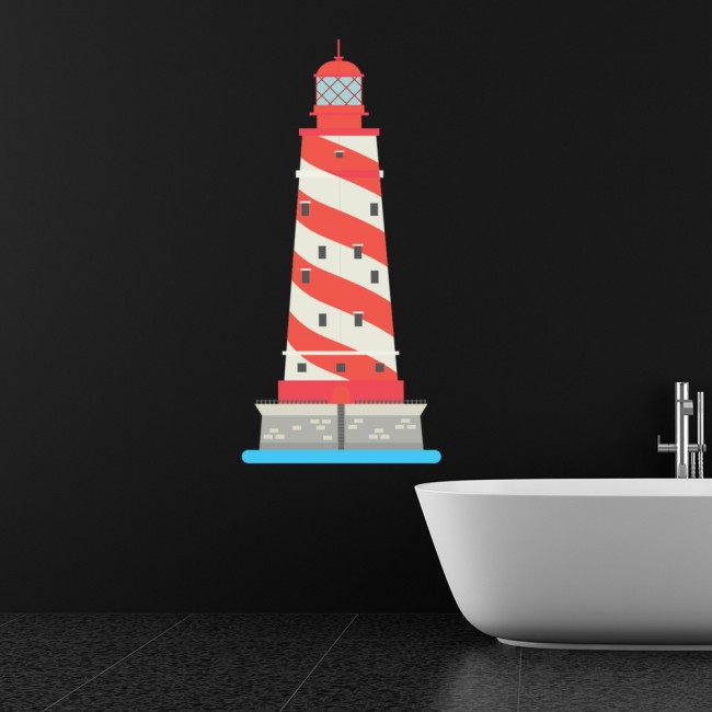 Red White Lighthouse Nautical Wall Sticker WS-46808