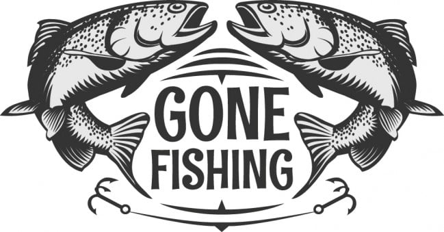 Gone Fishing Sign Logo Wall Sticker