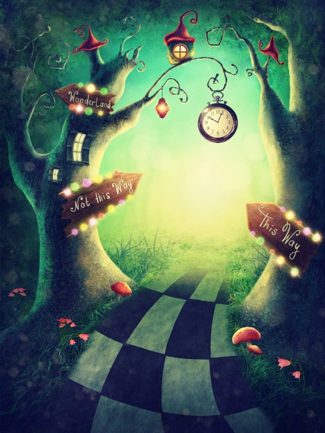To The Enchanted Wood Alice In Wonderland Wall Mural Wallpaper