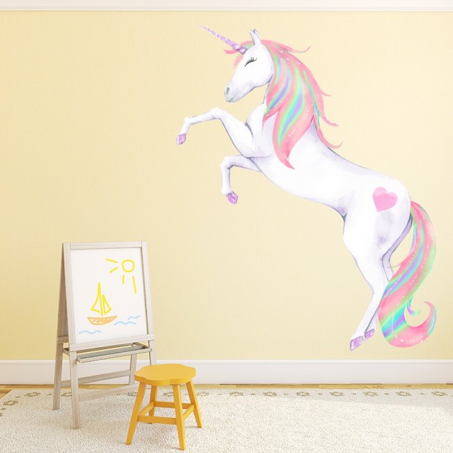 Pink Rainbow Unicorn Wall Decal Sticker WS-51068 