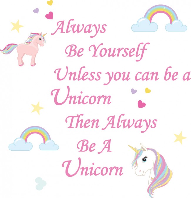 Always Be Yourself Unicorn & Rainbow Quote Wall Sticker