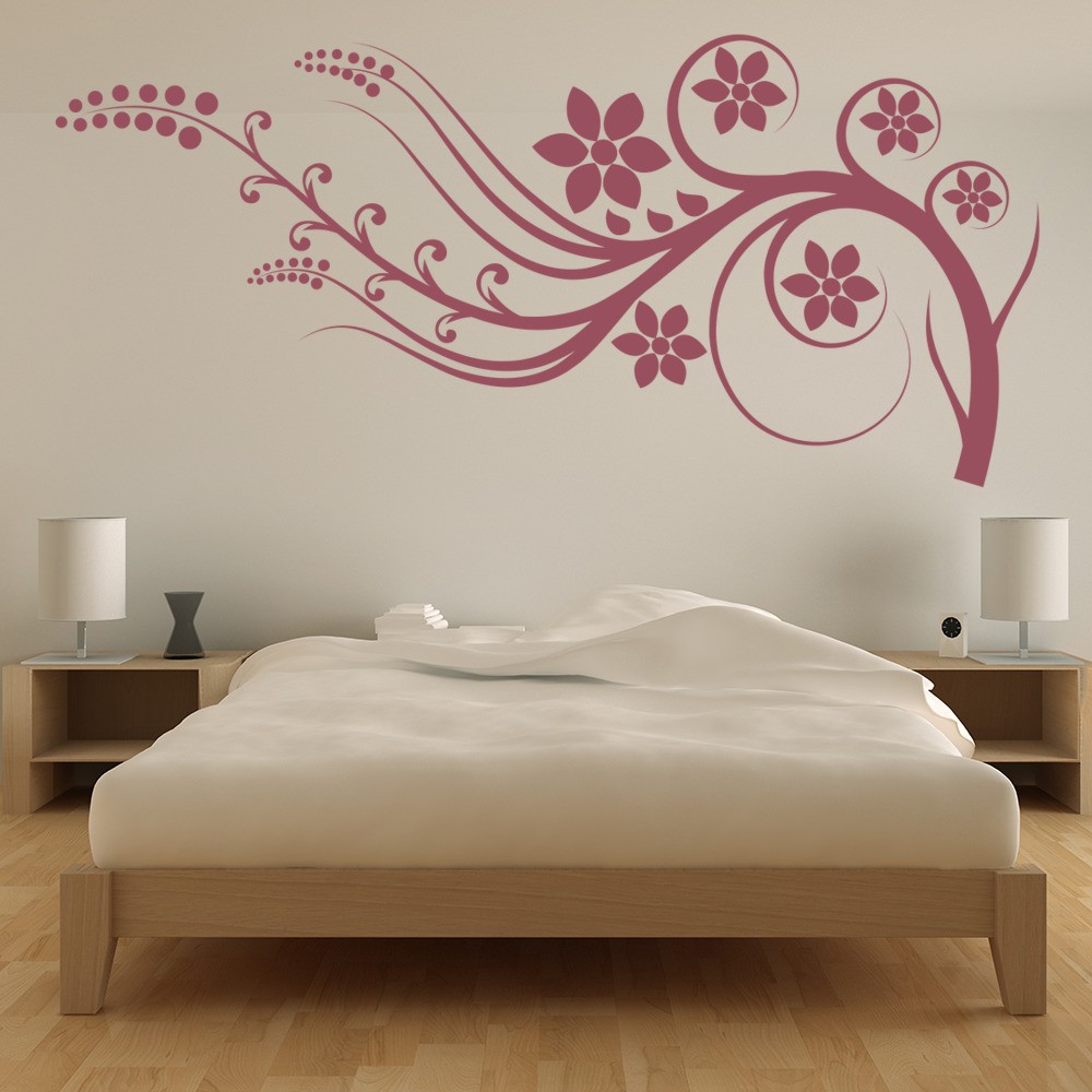 Flower Branch Border Wall Sticker Headboard Wall Decal Girls Bedroom