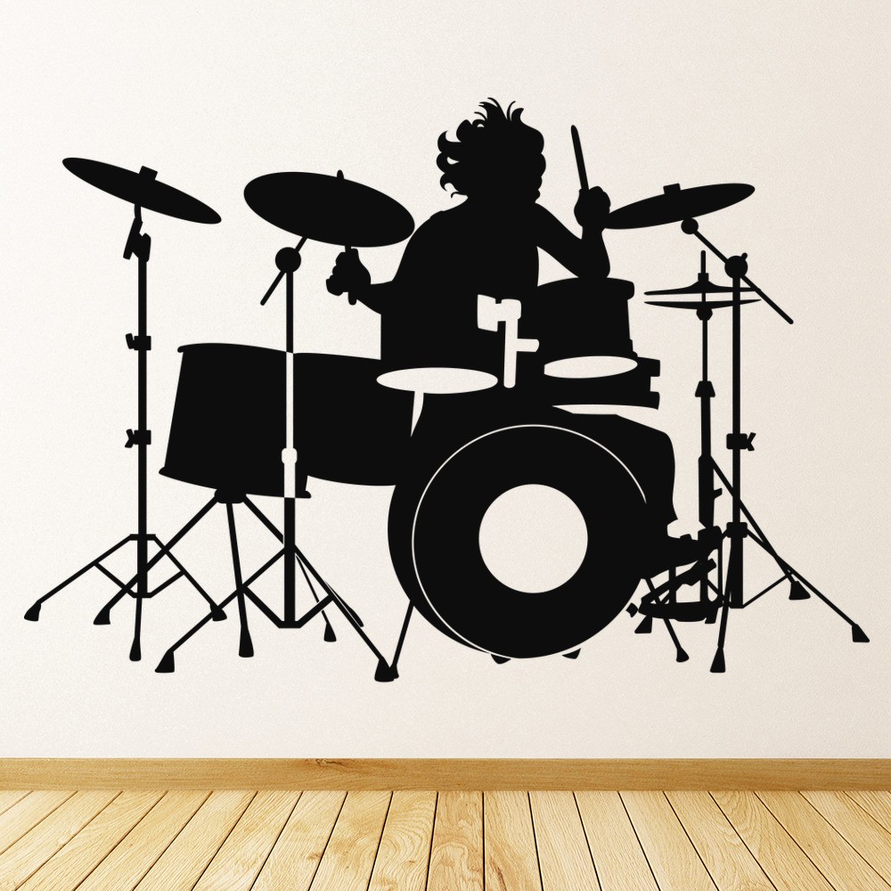 Drummer Silhouette Wall Sticker Music Wall Art