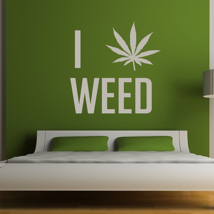I Love Weed Cannabis Quote Wall Sticker