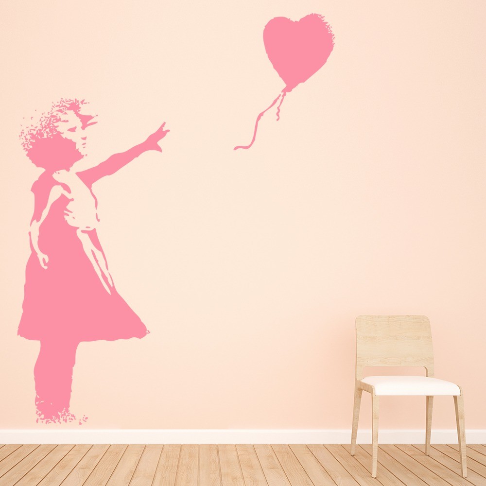 Banksy Girl with Heart Balloon Wall Sticker - Vinyl Decal 5 x 8