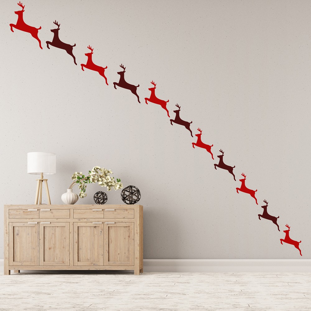 Reindeer Wall Sticker Pack Festive Christmas Wall Decal Kids Shop Home