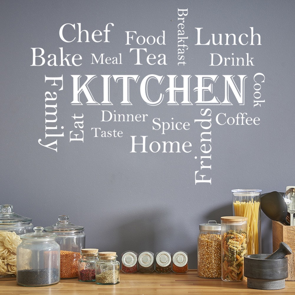 Kitchen Words Wall Sticker Kitchen Quote Wall Decal Food Drink Family