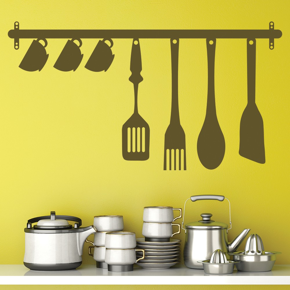 Kitchen Utensils Wall Sticker Food Drink Wall Decal Kitchen Cafe Home Decor