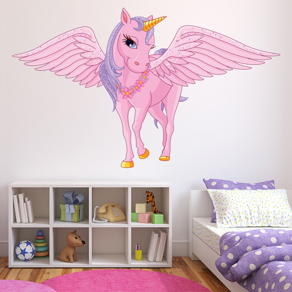 Pink Unicorn Wall  Sticker  Fairy Tale Fantasy Wall  Decal  