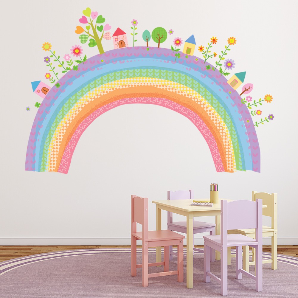 City Rainbow Wall  Sticker  Childrens Wall  Decal  Nursery 