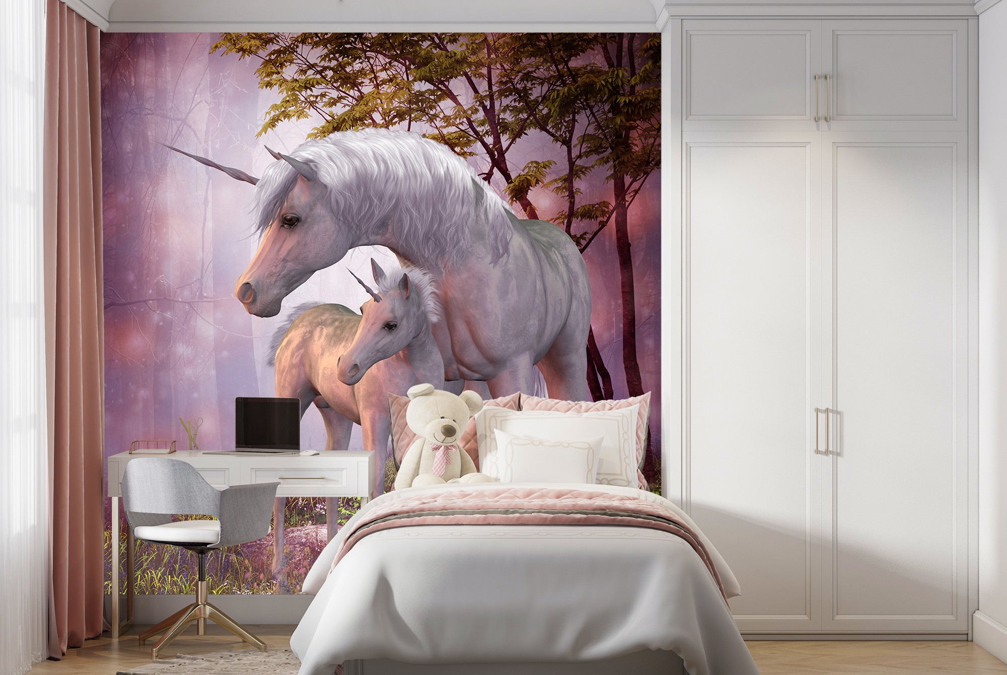 Magical Unicorn & Foal Wall Mural Fantasy Photo Wallpaper Girls Bedroom