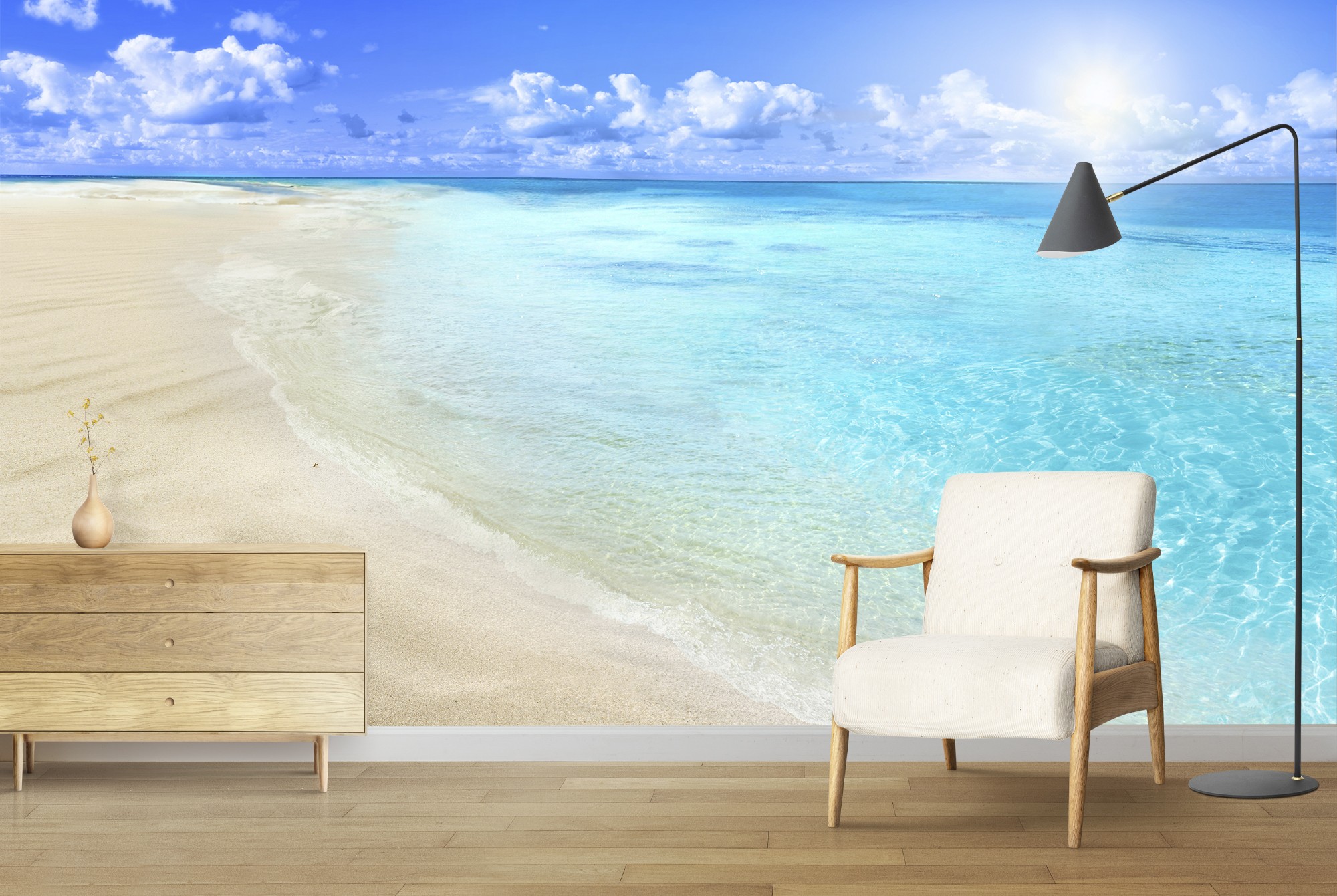 NON WOVEN giant wallpaper 368x248cm bedroom wall mural Morning in paradise beach 
