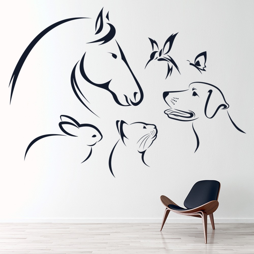 Horse and boy and 2 dogs  wall vinyl decal