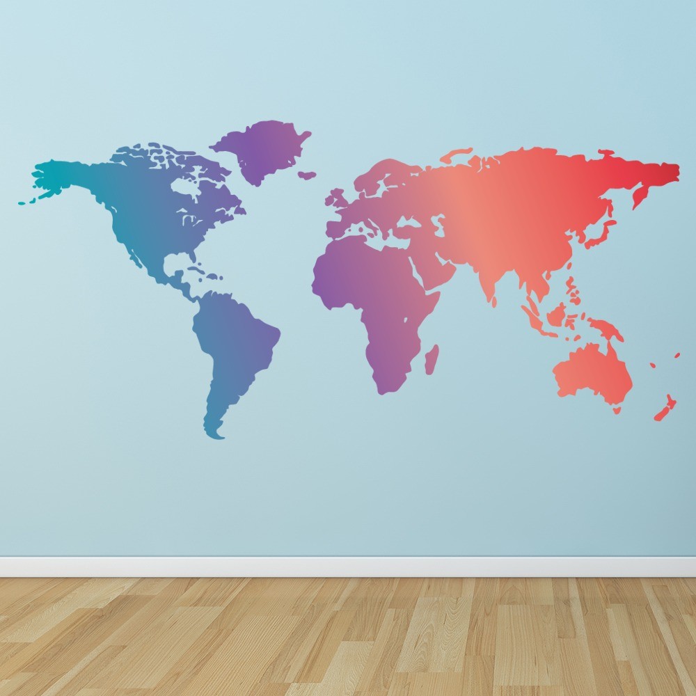 Abstract World Map Educational Wall Sticker